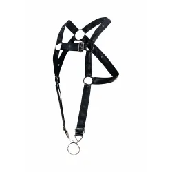 MOB Eroticwear Harnais Cross Cockring Dngeon Noir